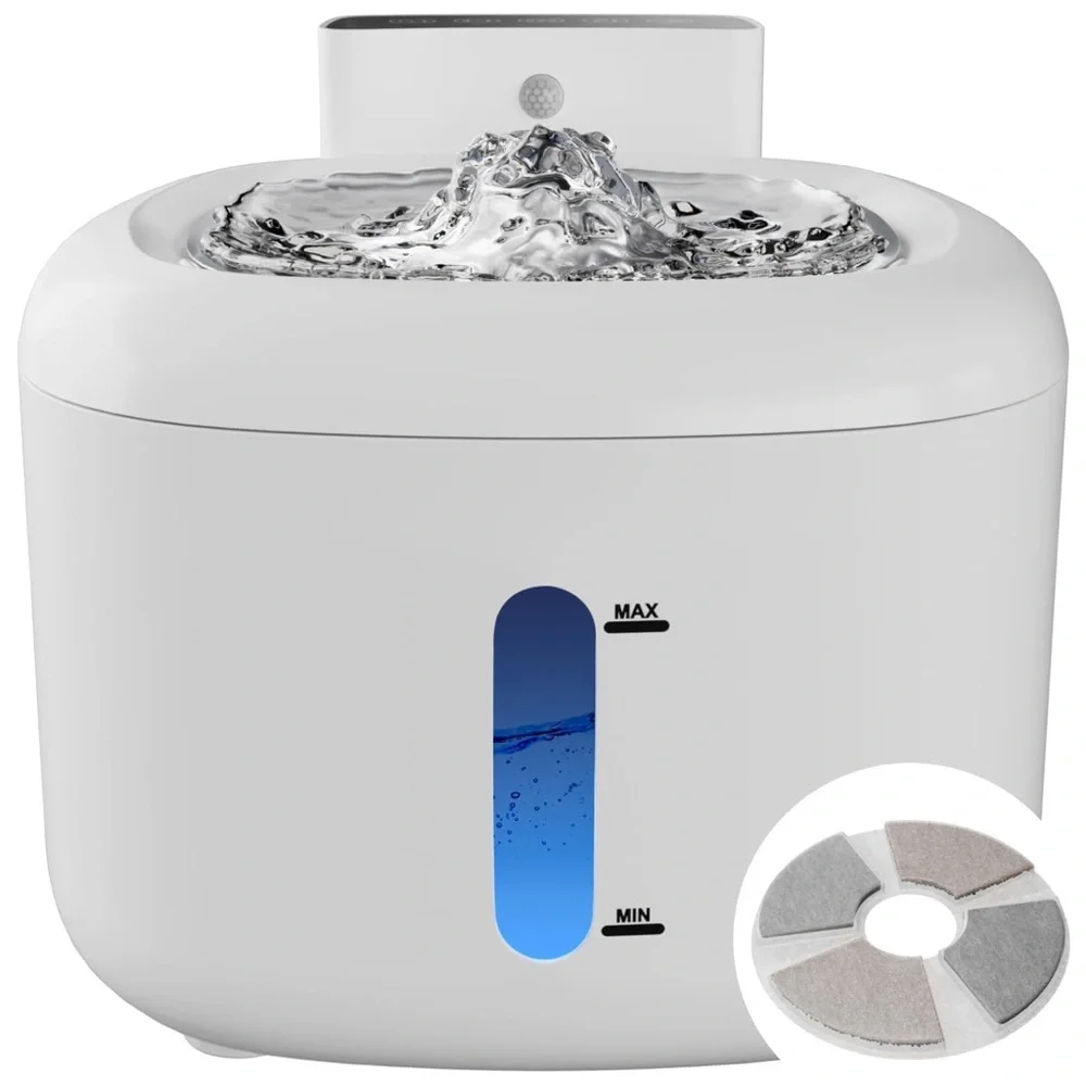 Wireless Motion Sensor Cat Water Fountain – White – NEW IN BOX!
